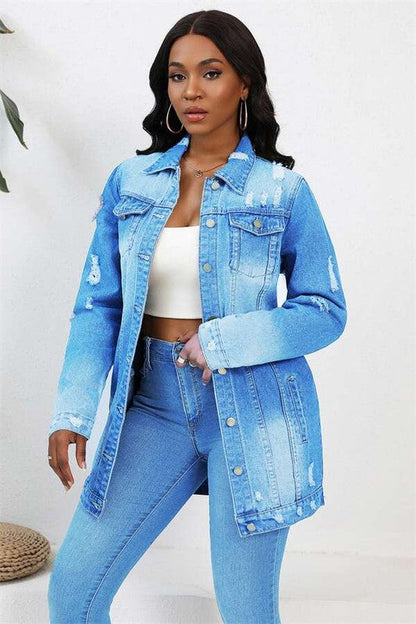 WOMEN FASHION DENIM JACKET BLUE by By Claude | Fleurcouture