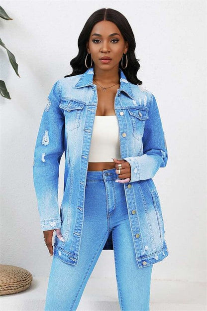 WOMEN FASHION DENIM JACKET BLUE S by By Claude | Fleurcouture