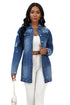 WOMEN FASHION DENIM JACKET DARK DENIM 3XL by By Claude | Fleurcouture