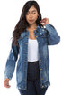 WOMEN FASHION DENIM JACKET DARK DENIM 3XL by By Claude | Fleurcouture