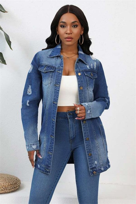 WOMEN FASHION DENIM JACKET DARK DENIM by By Claude | Fleurcouture