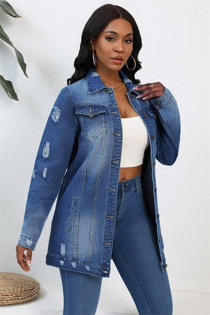 WOMEN FASHION DENIM JACKET DARK DENIM by By Claude | Fleurcouture