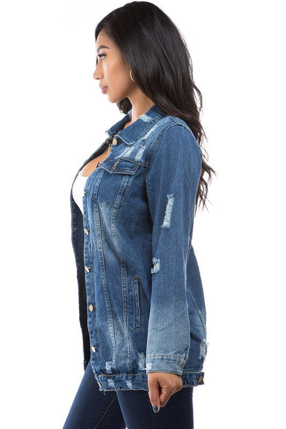 WOMEN FASHION DENIM JACKET DARK DENIM by By Claude | Fleurcouture