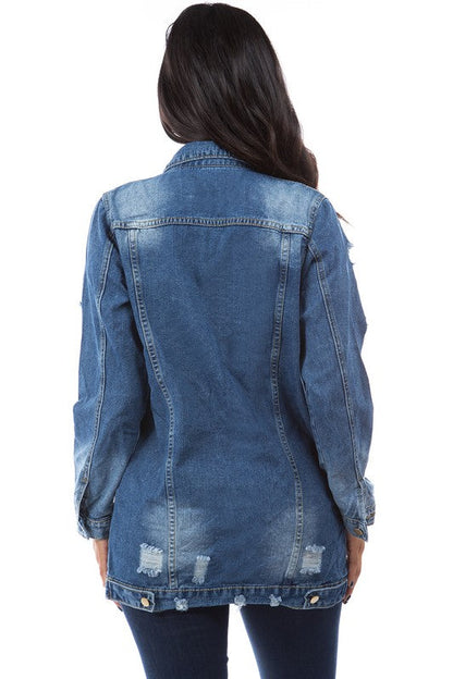 WOMEN FASHION DENIM JACKET DARK DENIM by By Claude | Fleurcouture