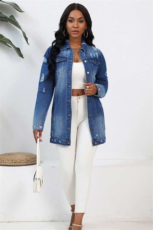 WOMEN FASHION DENIM JACKET DARK DENIM by By Claude | Fleurcouture