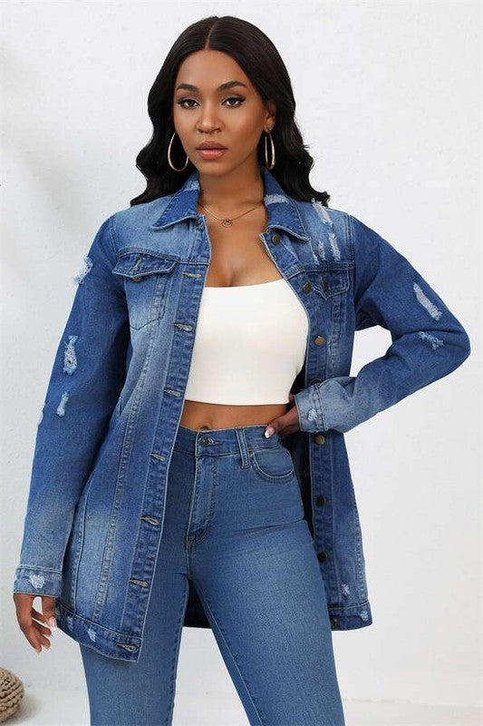 WOMEN FASHION DENIM JACKET DARK DENIM by By Claude | Fleurcouture