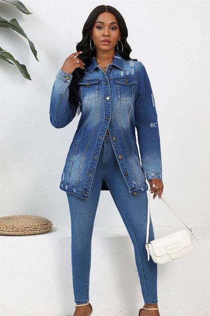 WOMEN FASHION DENIM JACKET DARK DENIM by By Claude | Fleurcouture