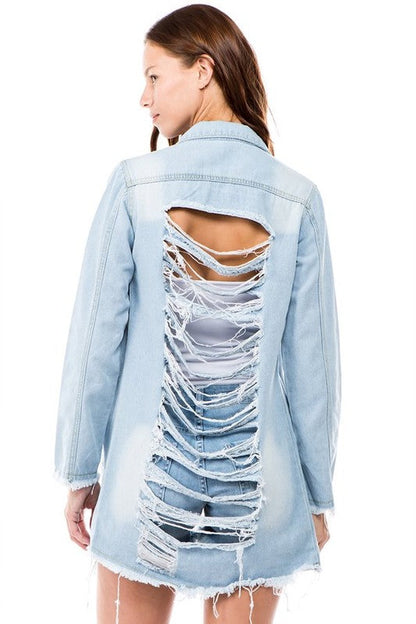 WOMEN FASHION DENIM JACKET LIGHT DENIM 3XL by By Claude | Fleurcouture