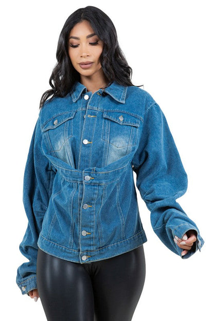 WOMEN FASHION DENIM JACKET NAVY by By Claude | Fleurcouture