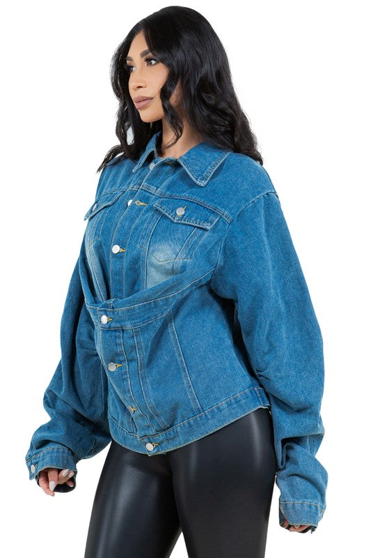 WOMEN FASHION DENIM JACKET NAVY by By Claude | Fleurcouture