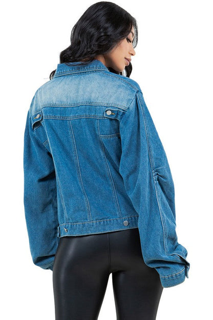 WOMEN FASHION DENIM JACKET NAVY by By Claude | Fleurcouture