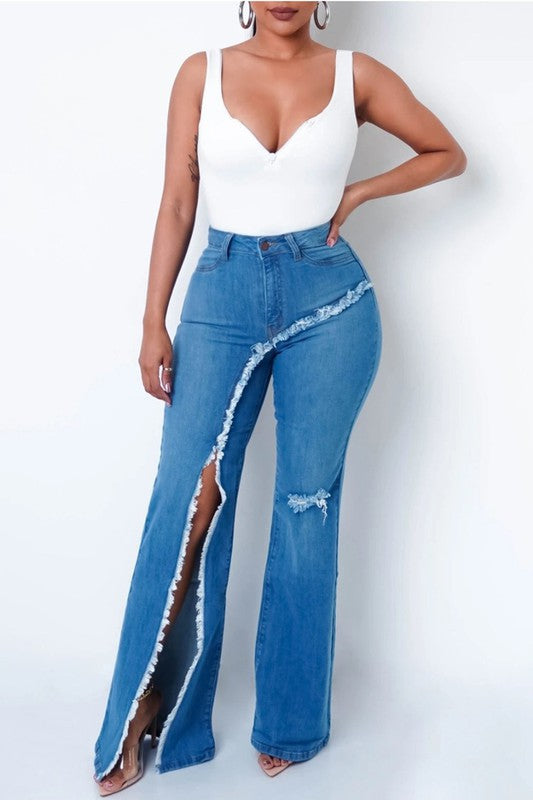 WOMEN FASHION DENIM JEANS BLUE by By Claude | Fleurcouture