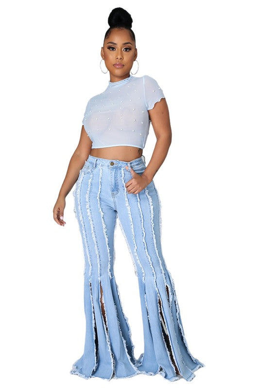 WOMEN FASHION DENIM JEANS LIGHT BLUE by By Claude | Fleurcouture