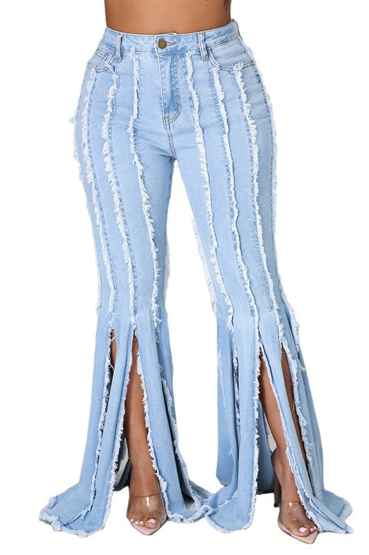 WOMEN FASHION DENIM JEANS LIGHT BLUE by By Claude | Fleurcouture