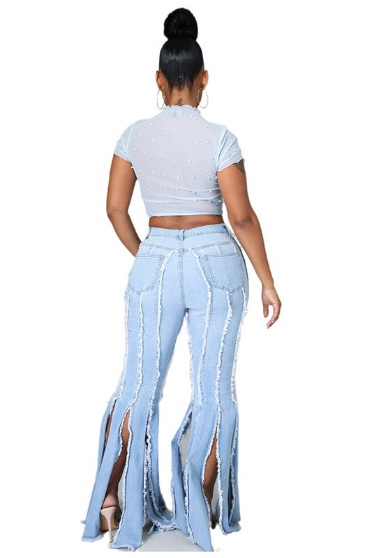 WOMEN FASHION DENIM JEANS LIGHT BLUE by By Claude | Fleurcouture