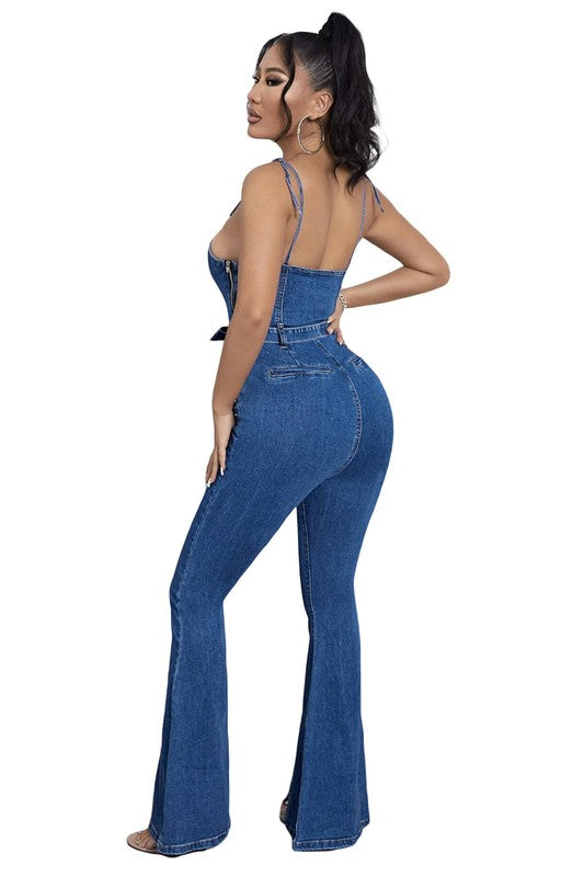 WOMEN FASHION DENIM JUMPSUIT NAVY by By Claude | Fleurcouture