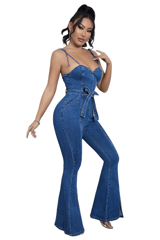 WOMEN FASHION DENIM JUMPSUIT NAVY by By Claude | Fleurcouture