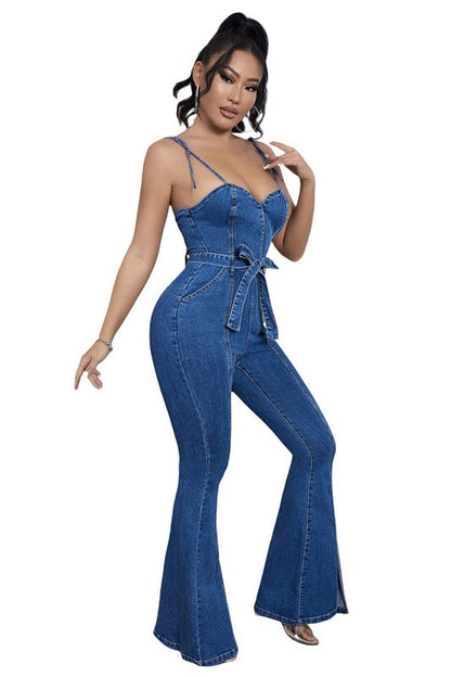 WOMEN FASHION DENIM JUMPSUIT NAVY by By Claude | Fleurcouture