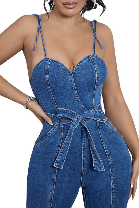 WOMEN FASHION DENIM JUMPSUIT NAVY by By Claude | Fleurcouture