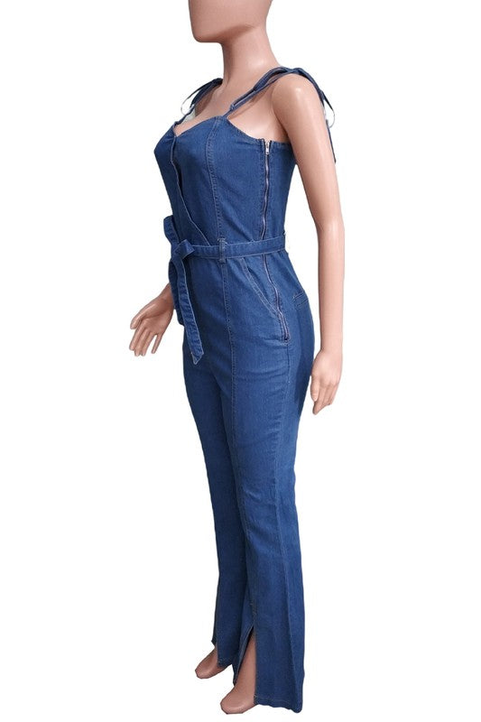 WOMEN FASHION DENIM JUMPSUIT NAVY by By Claude | Fleurcouture