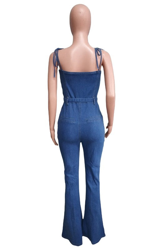 WOMEN FASHION DENIM JUMPSUIT NAVY by By Claude | Fleurcouture