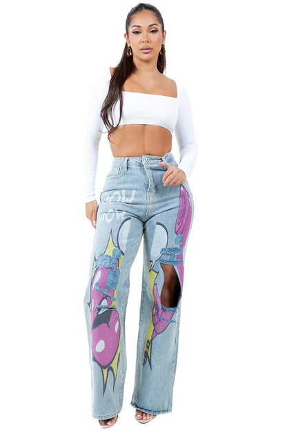 WOMEN FASHION DENIM PANTS LIGHT BLUE by By Claude | Fleurcouture