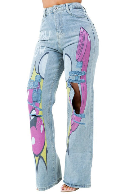 WOMEN FASHION DENIM PANTS LIGHT BLUE by By Claude | Fleurcouture