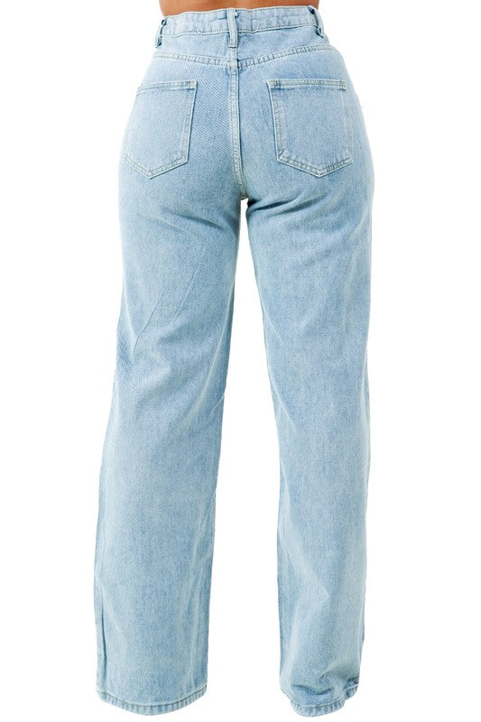 WOMEN FASHION DENIM PANTS LIGHT BLUE by By Claude | Fleurcouture