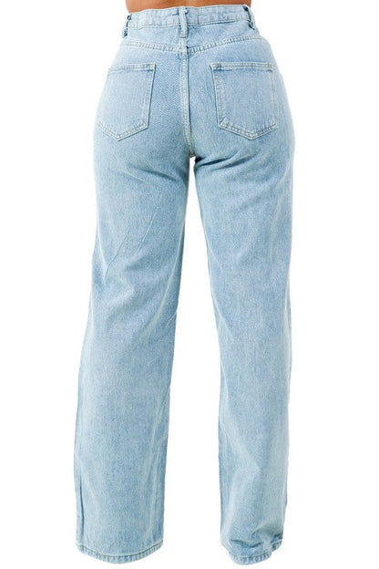 WOMEN FASHION DENIM PANTS LIGHT BLUE by By Claude | Fleurcouture