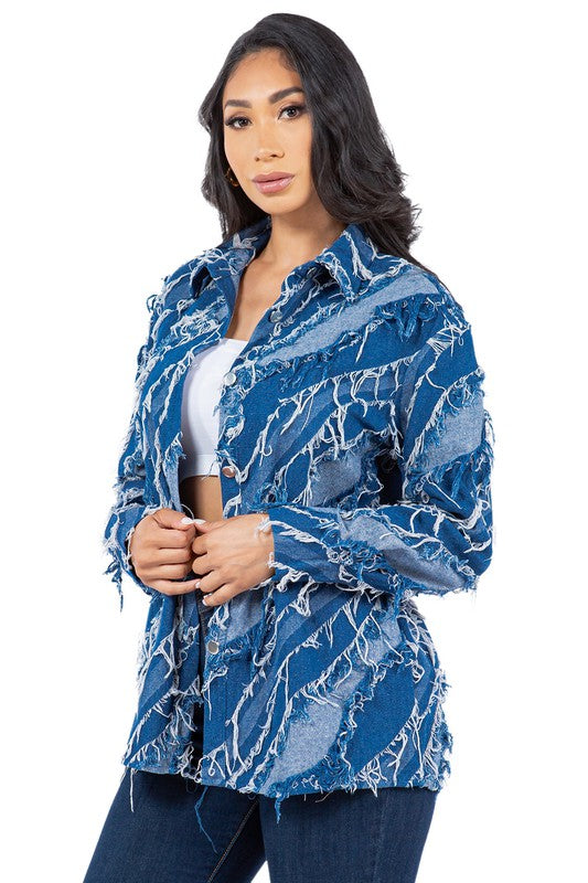 WOMEN FASHION DENIM SHIRT JACKET by By Claude | Fleurcouture