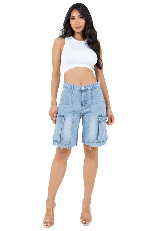 WOMEN FASHION DENIM SHORT LIGHT BLUE by By Claude | Fleurcouture