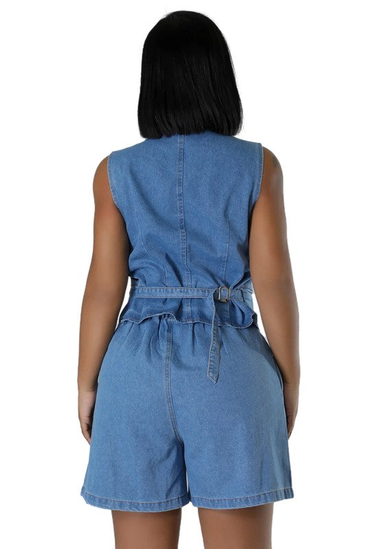 WOMEN FASHION DENIM TWO PIECE SET BLUE by By Claude | Fleurcouture