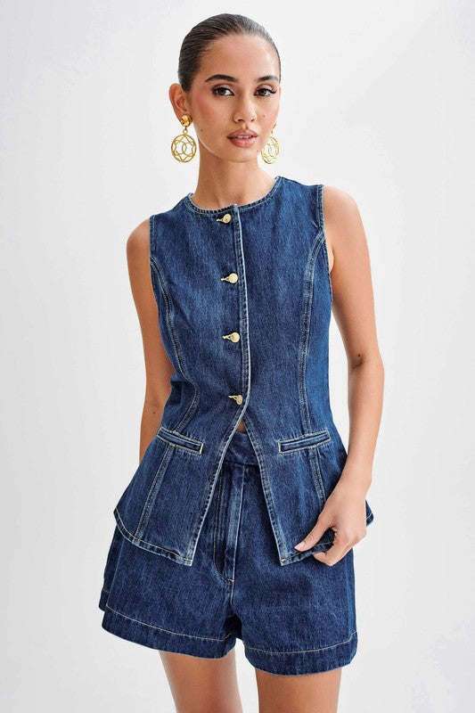 WOMEN FASHION DENIM TWO PIECE SET by By Claude | Fleurcouture