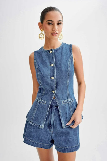 WOMEN FASHION DENIM TWO PIECE SET by By Claude | Fleurcouture