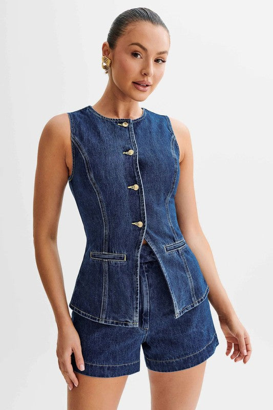 WOMEN FASHION DENIM TWO PIECE SET by By Claude | Fleurcouture