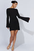 WOMEN FASHION KNIT MINI DRESS BLACK L by By Claude | Fleurcouture