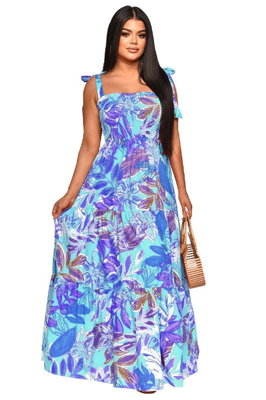 WOMEN FASHION LONG MAXI DRESSES BLUE MULTI S by By Claude | Fleurcouture