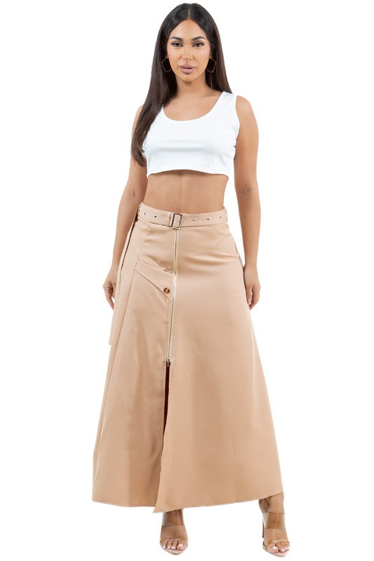 WOMEN FASHION LONG MAXI SKIRTS KHAKI S by By Claude | Fleurcouture