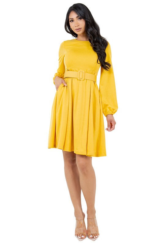 WOMEN FASHION MID DRESS YELLOW S by By Claude | Fleurcouture