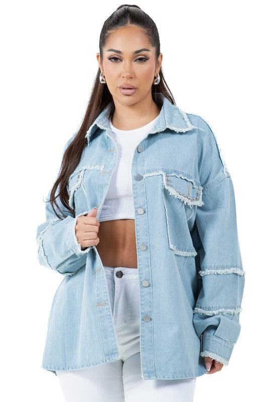 WOMEN FASHION OVERSIZE DENIM SHIRT by By Claude | Fleurcouture