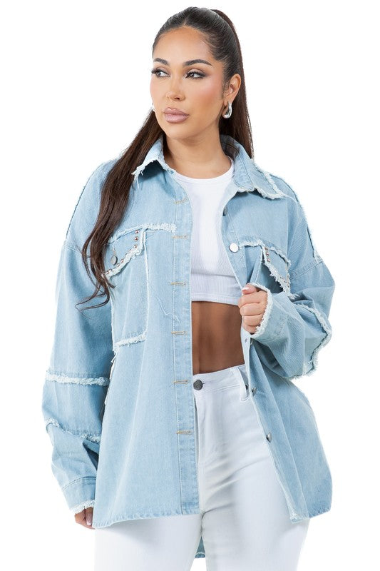 WOMEN FASHION OVERSIZE DENIM SHIRT by By Claude | Fleurcouture