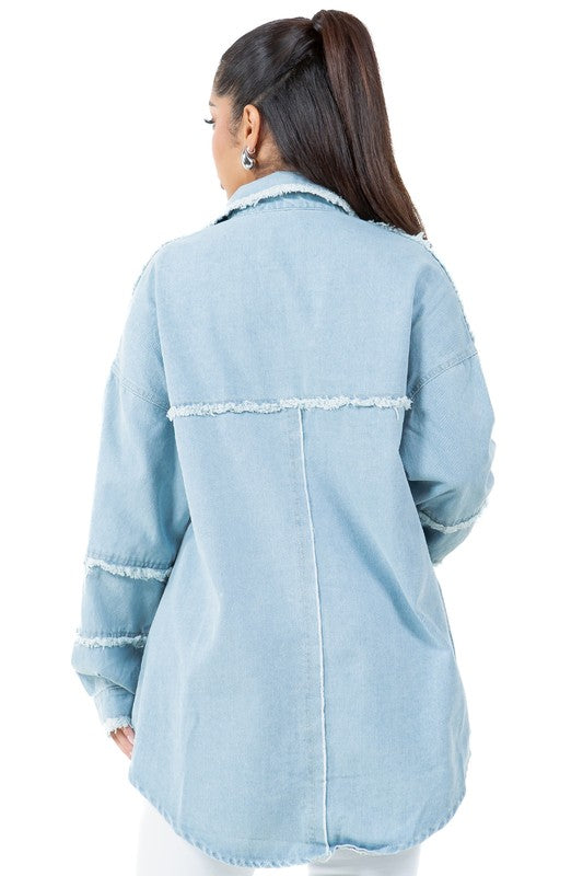 WOMEN FASHION OVERSIZE DENIM SHIRT by By Claude | Fleurcouture