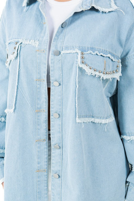 WOMEN FASHION OVERSIZE DENIM SHIRT by By Claude | Fleurcouture