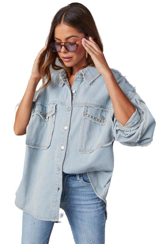 WOMEN FASHION OVERSIZE DENIM SHIRT by By Claude | Fleurcouture