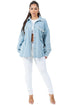 WOMEN FASHION OVERSIZE DENIM SHIRT LIGHT BLUE L by By Claude | Fleurcouture