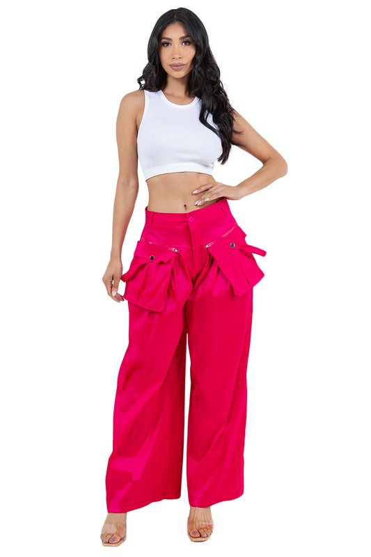 WOMEN FASHION PALAZZON PANTS FUCHSIA S by By Claude | Fleurcouture