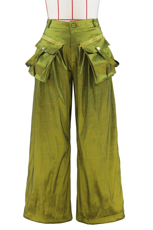 WOMEN FASHION PALAZZON PANTS GREEN S by By Claude | Fleurcouture