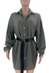 WOMEN FASHION SHIRT DRESS OLIVE BLACK S by By Claude | Fleurcouture