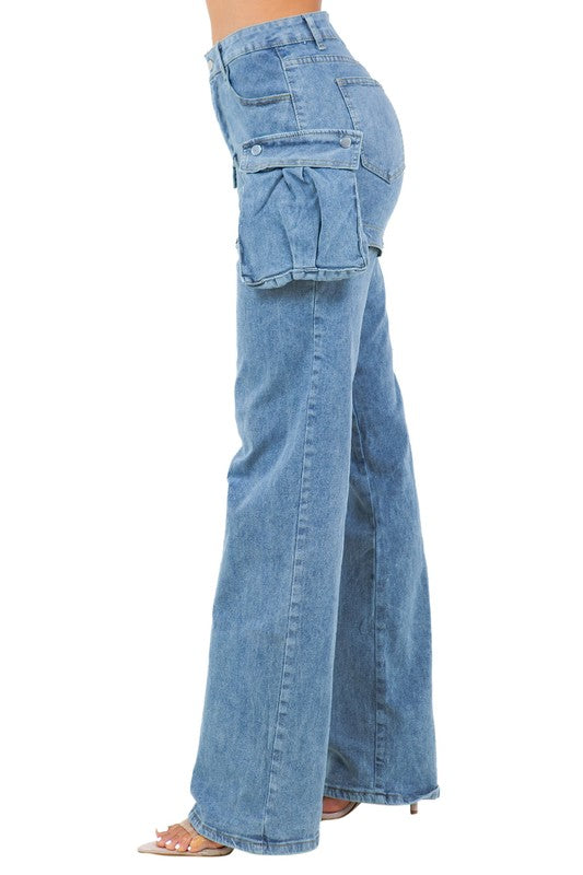 WOMEN FASHION STYLE DENIM PANTS BLUE by By Claude | Fleurcouture