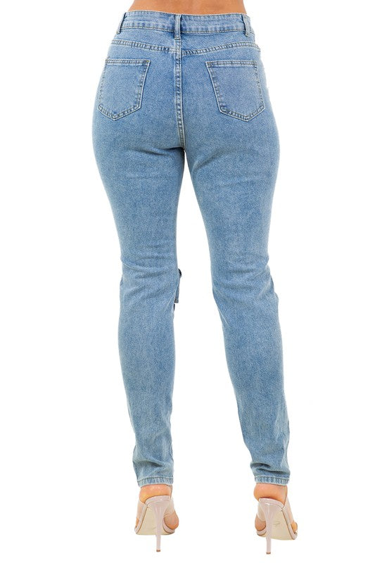 WOMEN FASHION STYLE DENIM PANTS BLUE by By Claude | Fleurcouture